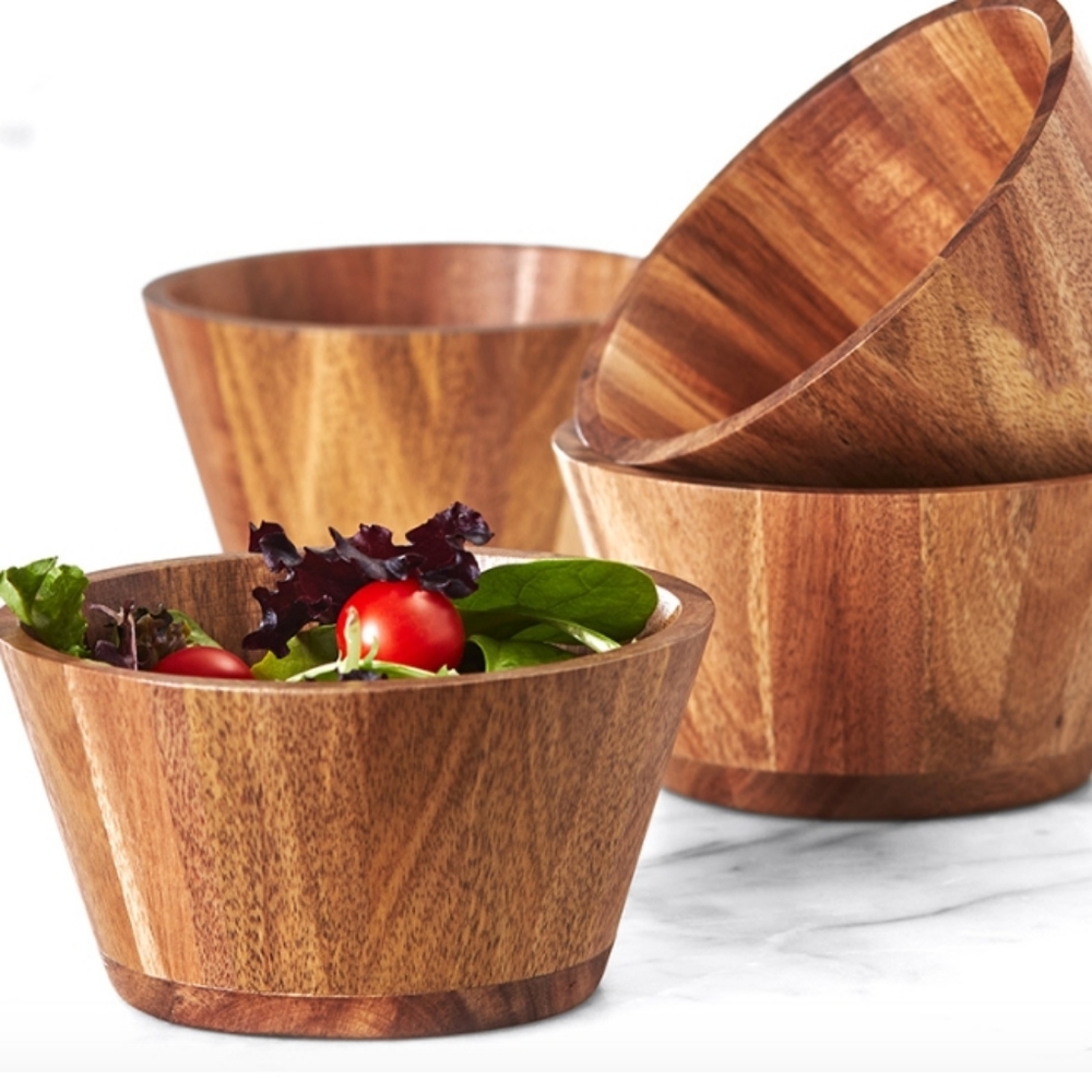 Wood salad bowls